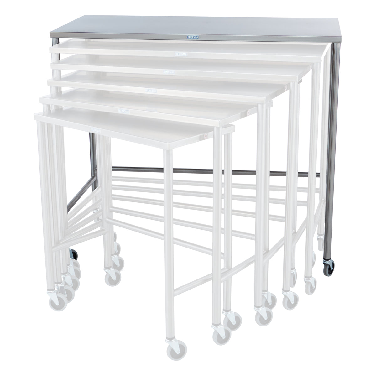 Blickman 7822SS Stainless Steel Nested Instrument Table, Largest, 48"W x 24"D x 42"H | QuinceMedical.com