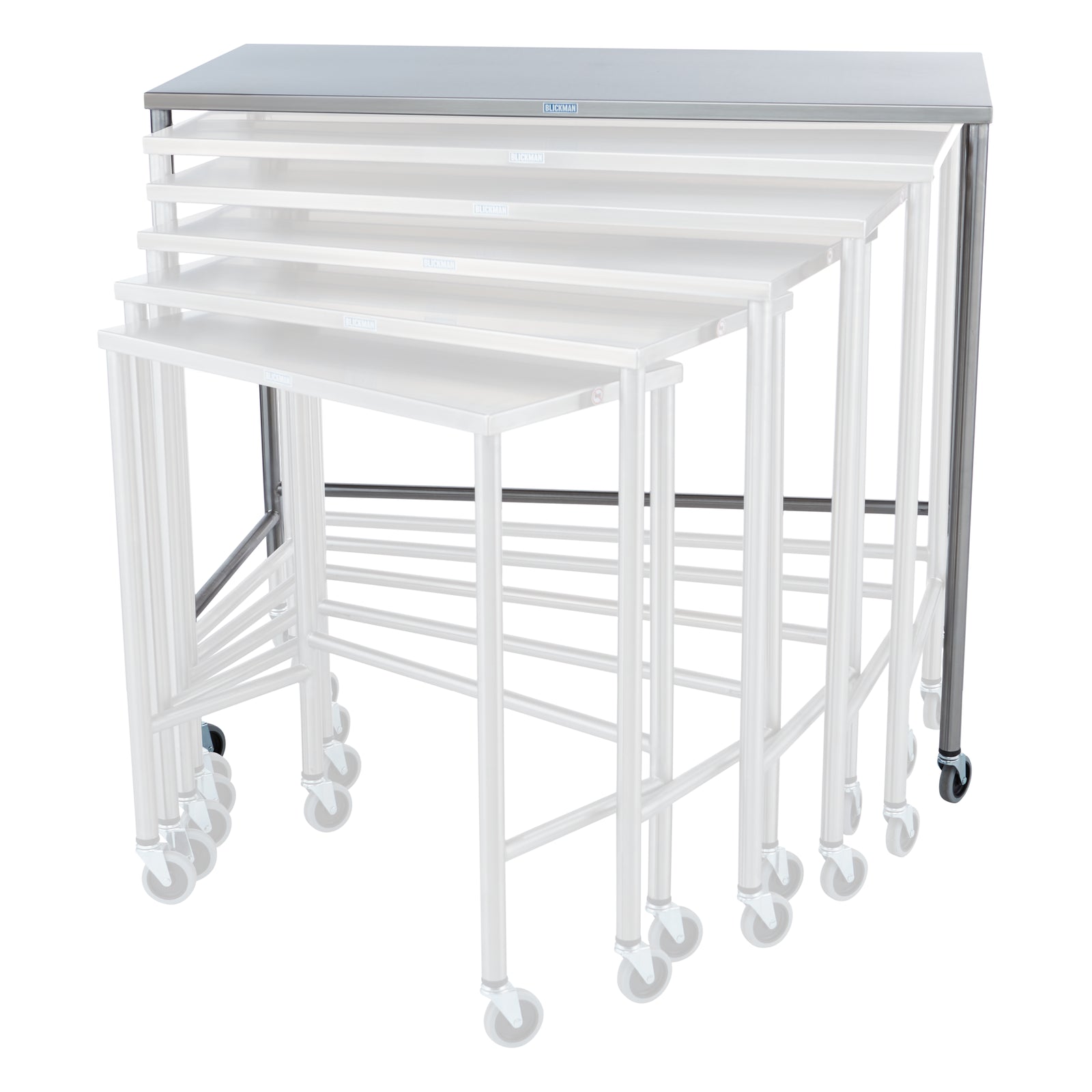 Blickman 7822SS Stainless Steel Nested Instrument Table, Largest, 48"W x 24"D x 42"H | QuinceMedical.com