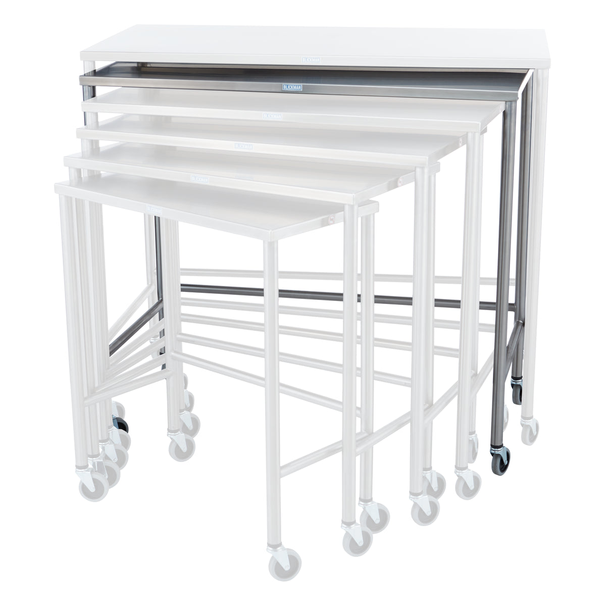 Blickman 7823SS Stainless Steel Nested Instrument Table, 2nd Size, 44"W x 22"D x 40"H | QuinceMedical.com