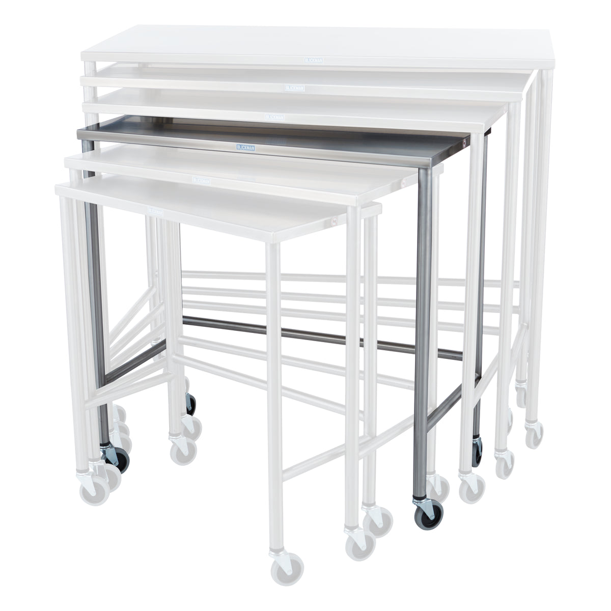 Blickman 7825SS Stainless Steel Nested Instrument Table, 4th Size, 36"W x 18"D x 36"H | QuinceMedical.com