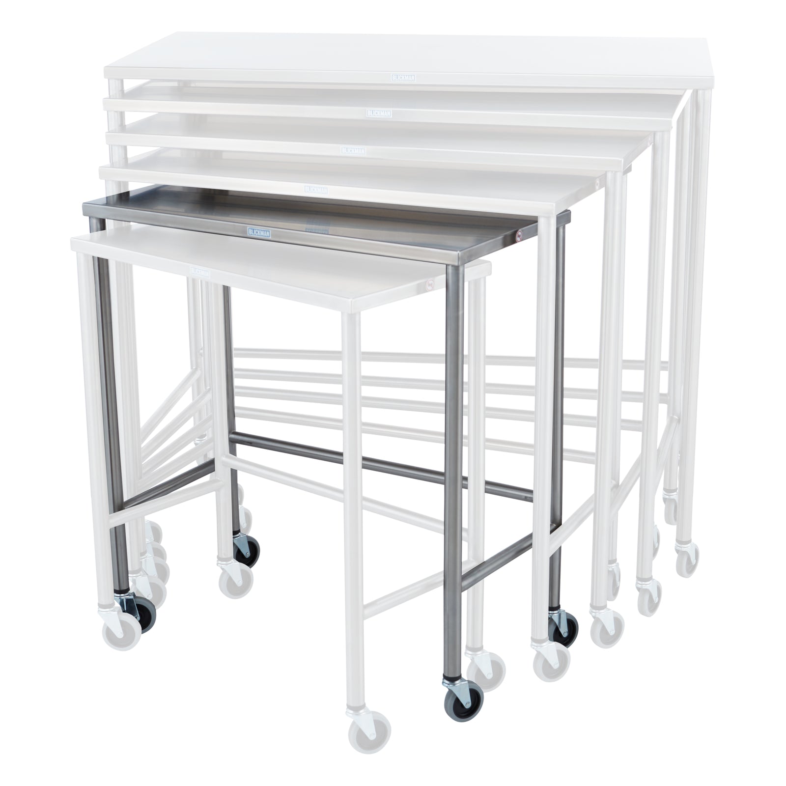 Blickman 7826SS Stainless Steel Nested Instrument Table, 5th Size, 32"W x 16"D x 34"H | QuinceMedical.com