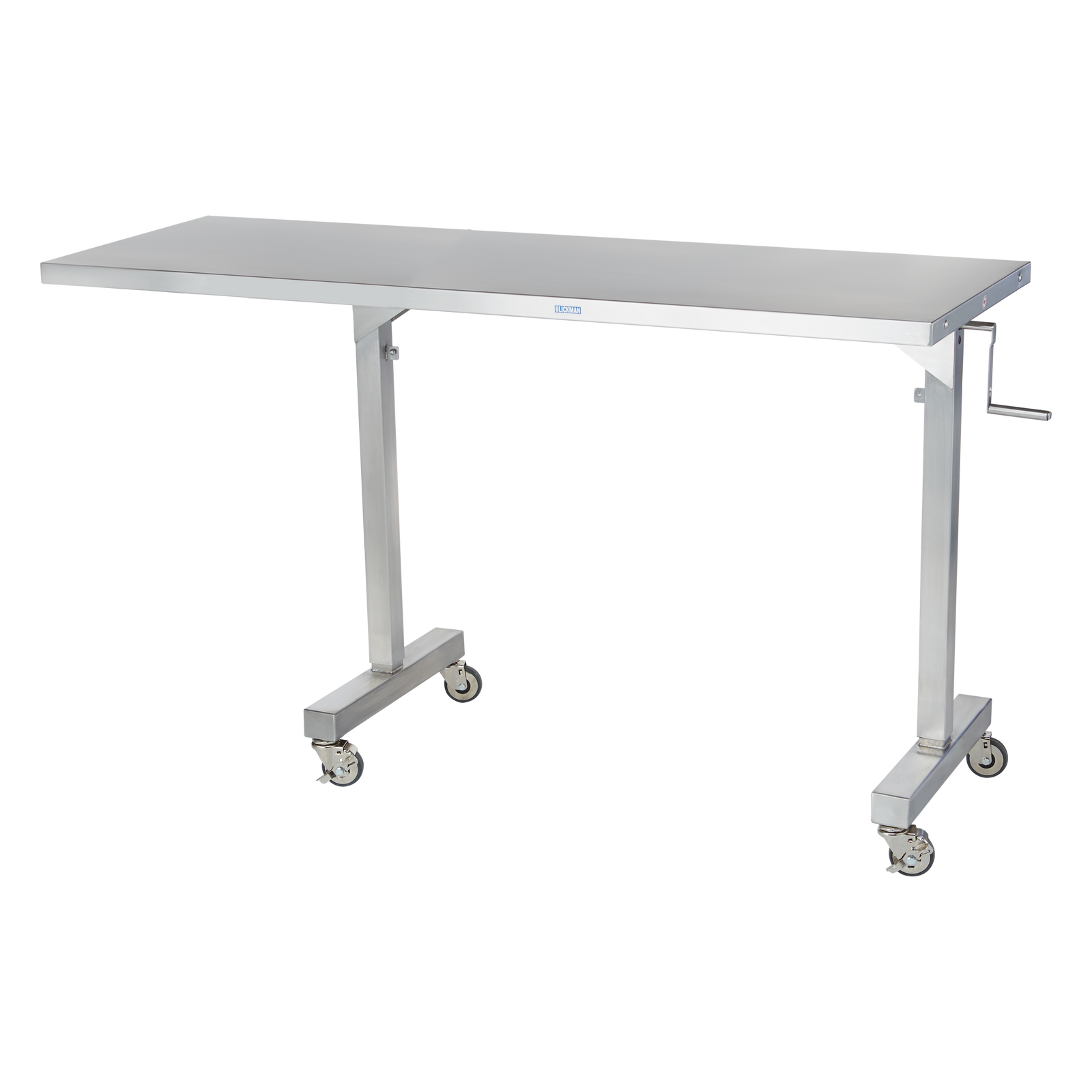 Blickman 7895SS-O CRT Height-Adjustable Stainless Steel Instrument Table, 62"W x 24"D, 14" Extension Arm | QuinceMedical.com