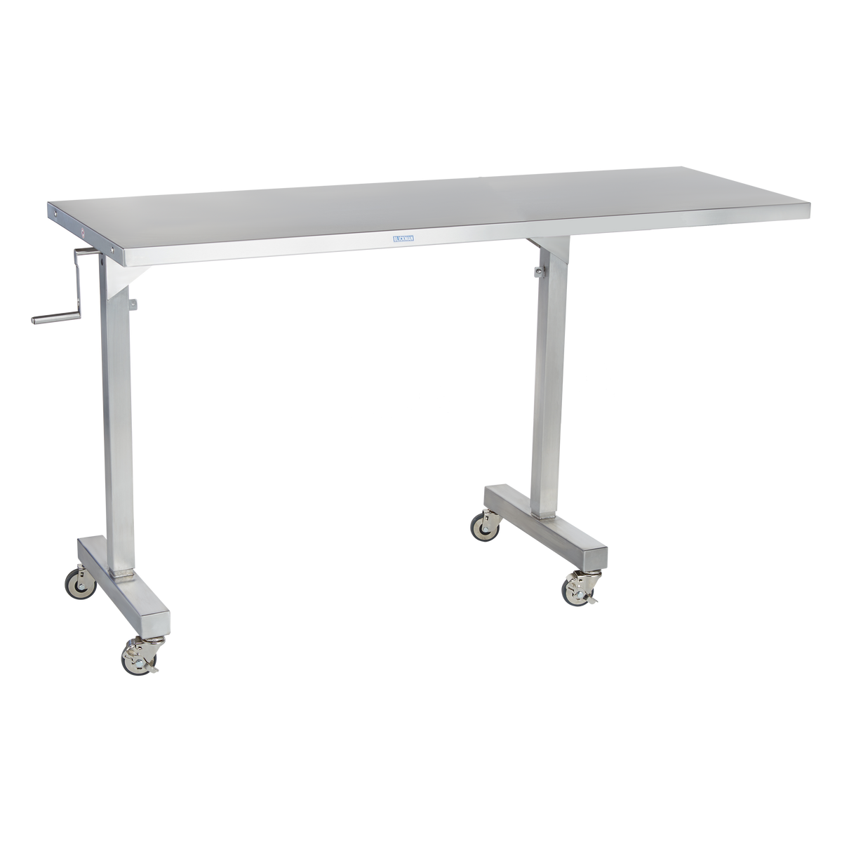 Blickman 7895SS-O CRT Height-Adjustable Stainless Steel Instrument Table, 62"W x 24"D, 14" Extension Arm | QuinceMedical.com