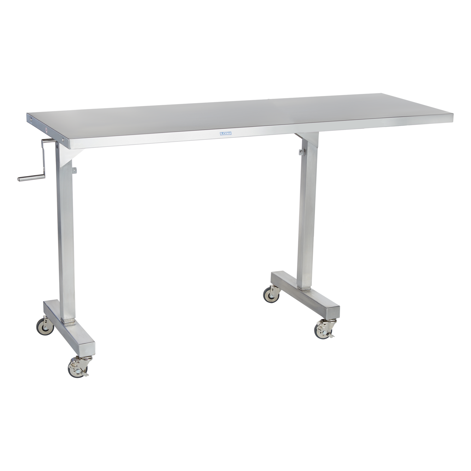 Blickman 7895SS-O CRT Height-Adjustable Stainless Steel Instrument Table, 62"W x 24"D, 14" Extension Arm | QuinceMedical.com
