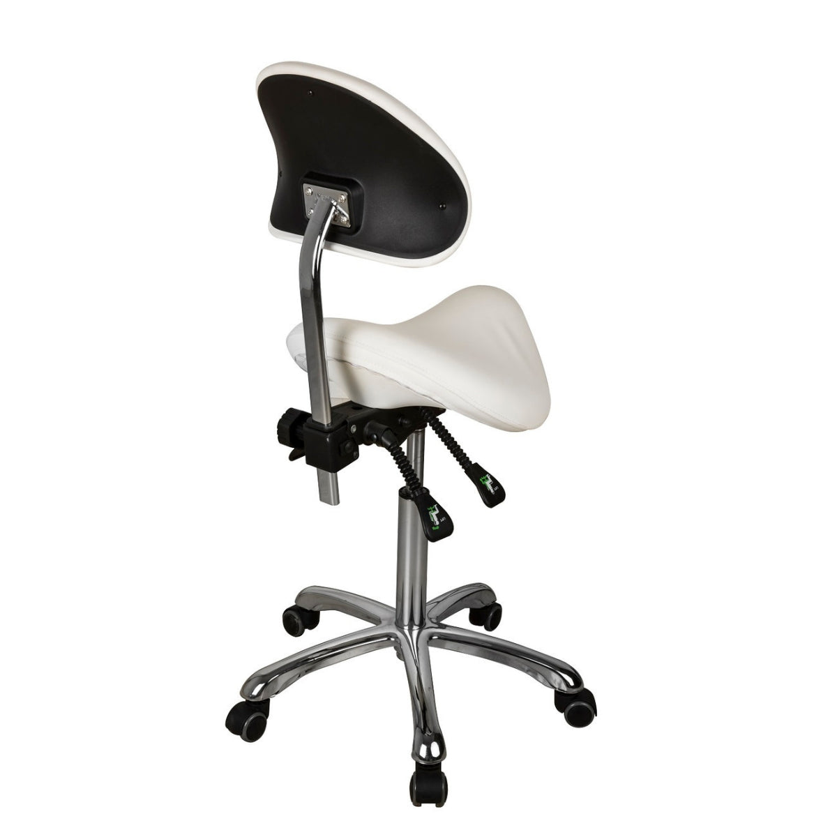 SilverFox Rolling Saddle Stool with Backrest