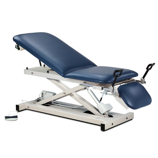 Open Base Power Table with Adjustable Backrest, Footrest and Stirrups