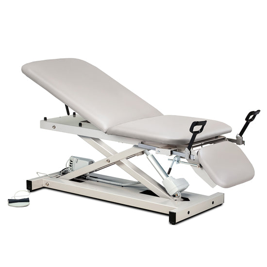 Open Base Power Table with Adjustable Backrest, Footrest and Stirrups