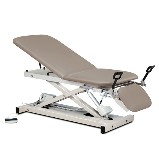 Open Base Power Table with Adjustable Backrest, Footrest and Stirrups