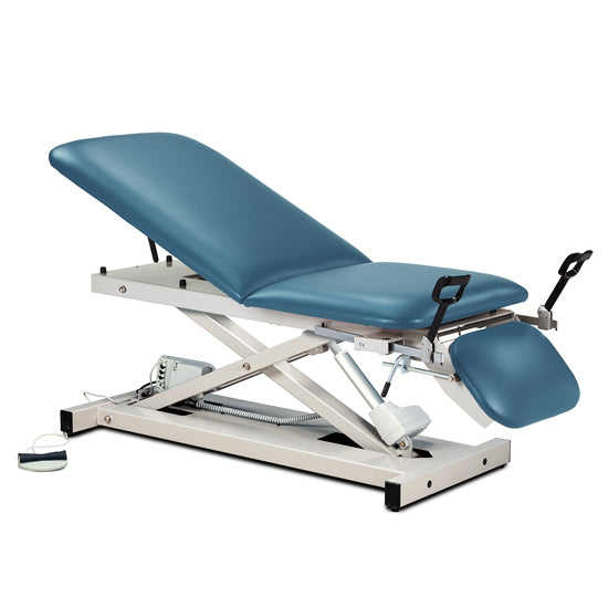 Open Base Power Table with Adjustable Backrest, Footrest and Stirrups