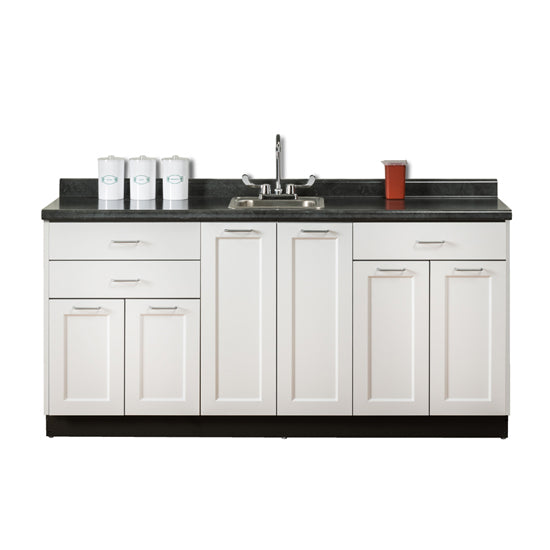 Clinton 8672 Fashion Finish 72" Base Cabinet with 6 Doors and 3 Drawers | QuinceMedical.com