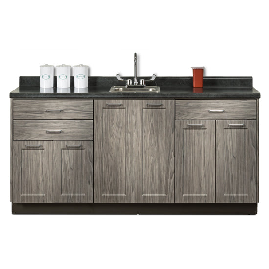 Clinton 8672 Fashion Finish 72" Base Cabinet with 6 Doors and 3 Drawers | QuinceMedical.com