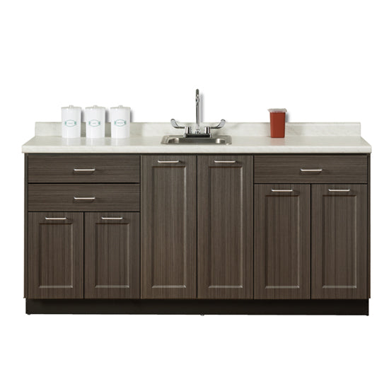 Clinton 8672 Fashion Finish 72" Base Cabinet with 6 Doors and 3 Drawers | QuinceMedical.com