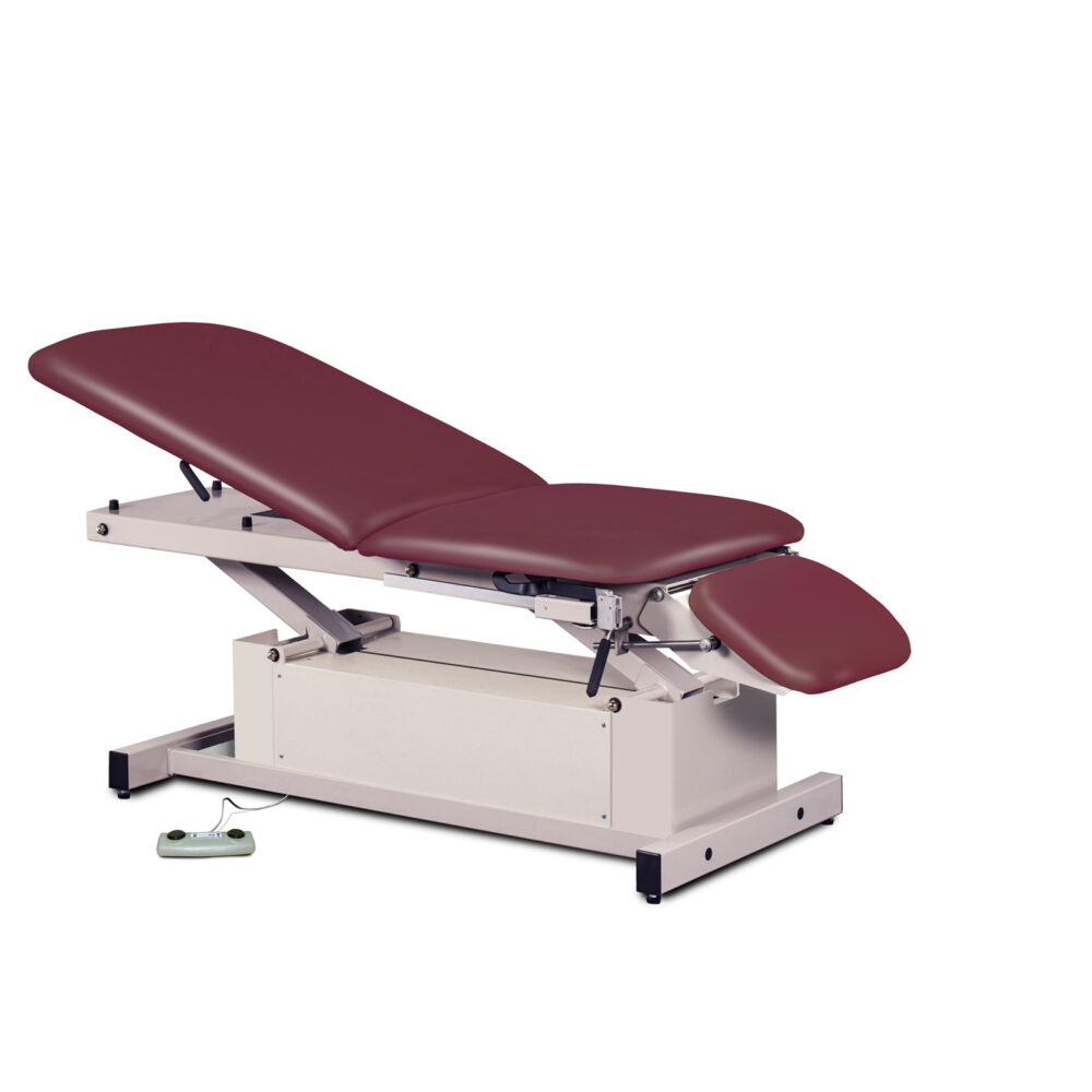 Clinton 87360 Power-Glide, Hi-Lo, Treatment Table with Adjustable Backrest, Footrest & Stirrups
