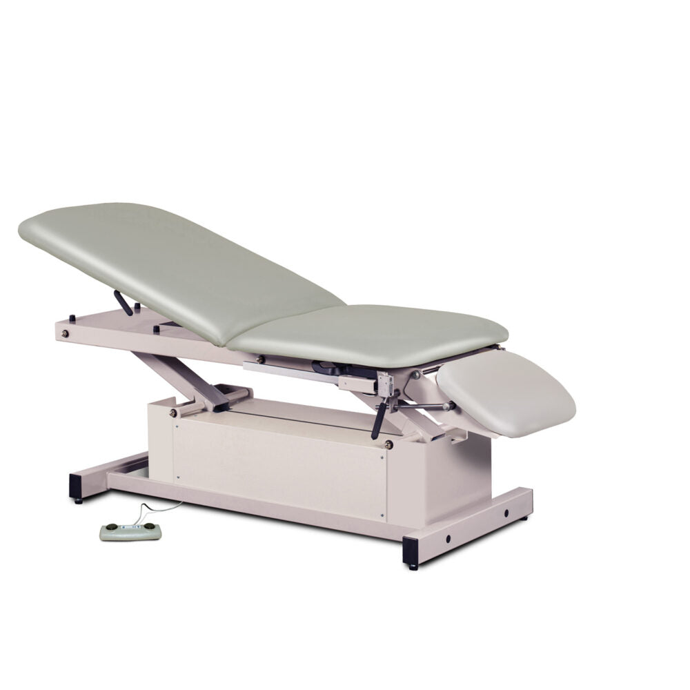 Clinton 87360 Power-Glide, Hi-Lo, Treatment Table with Adjustable Backrest, Footrest & Stirrups