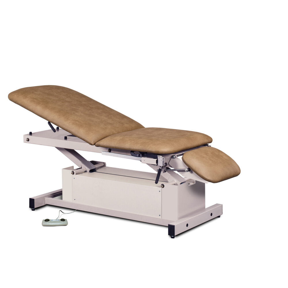 Clinton 87360 Power-Glide, Hi-Lo, Treatment Table with Adjustable Backrest, Footrest & Stirrups