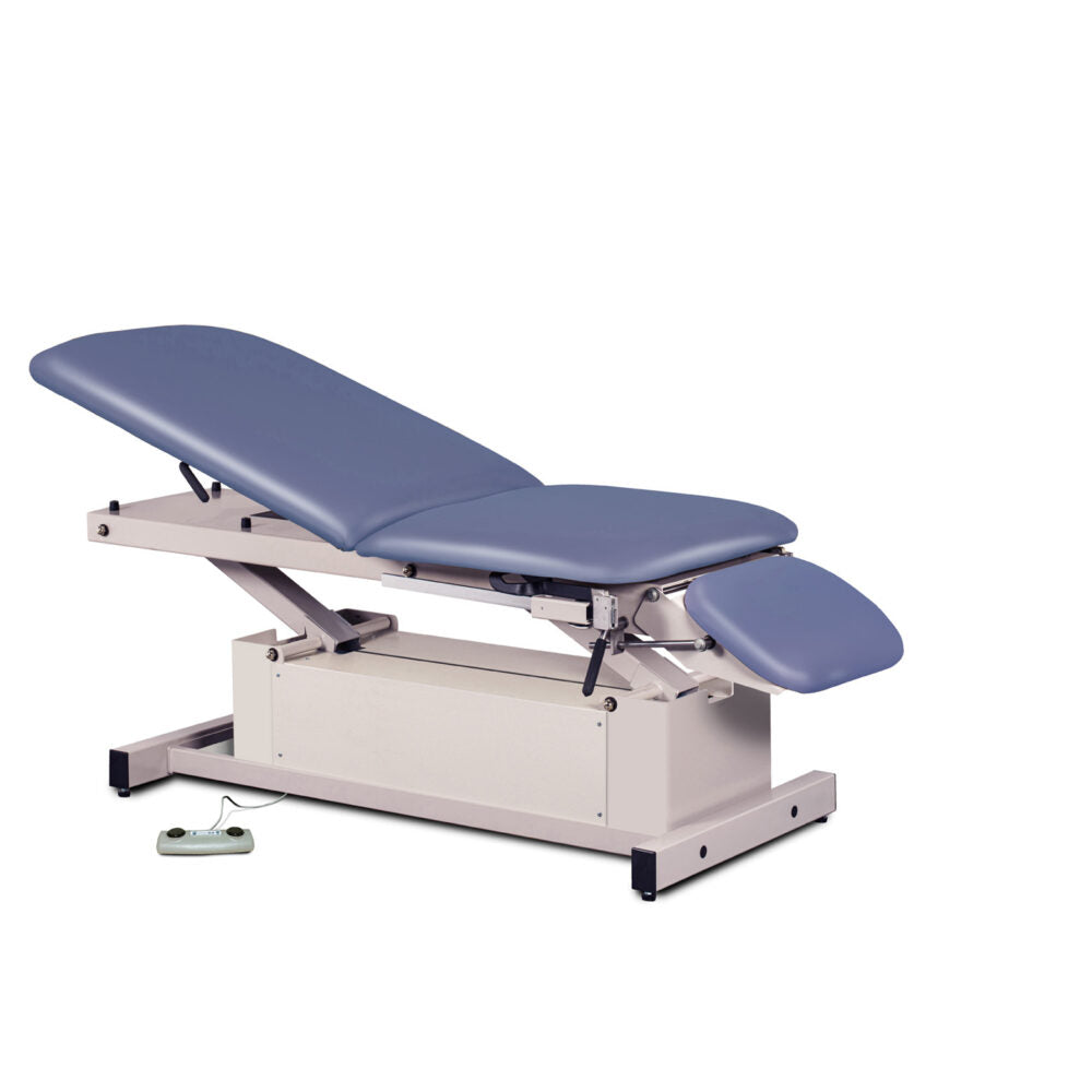 Clinton 87360 Power-Glide, Hi-Lo, Treatment Table with Adjustable Backrest, Footrest & Stirrups