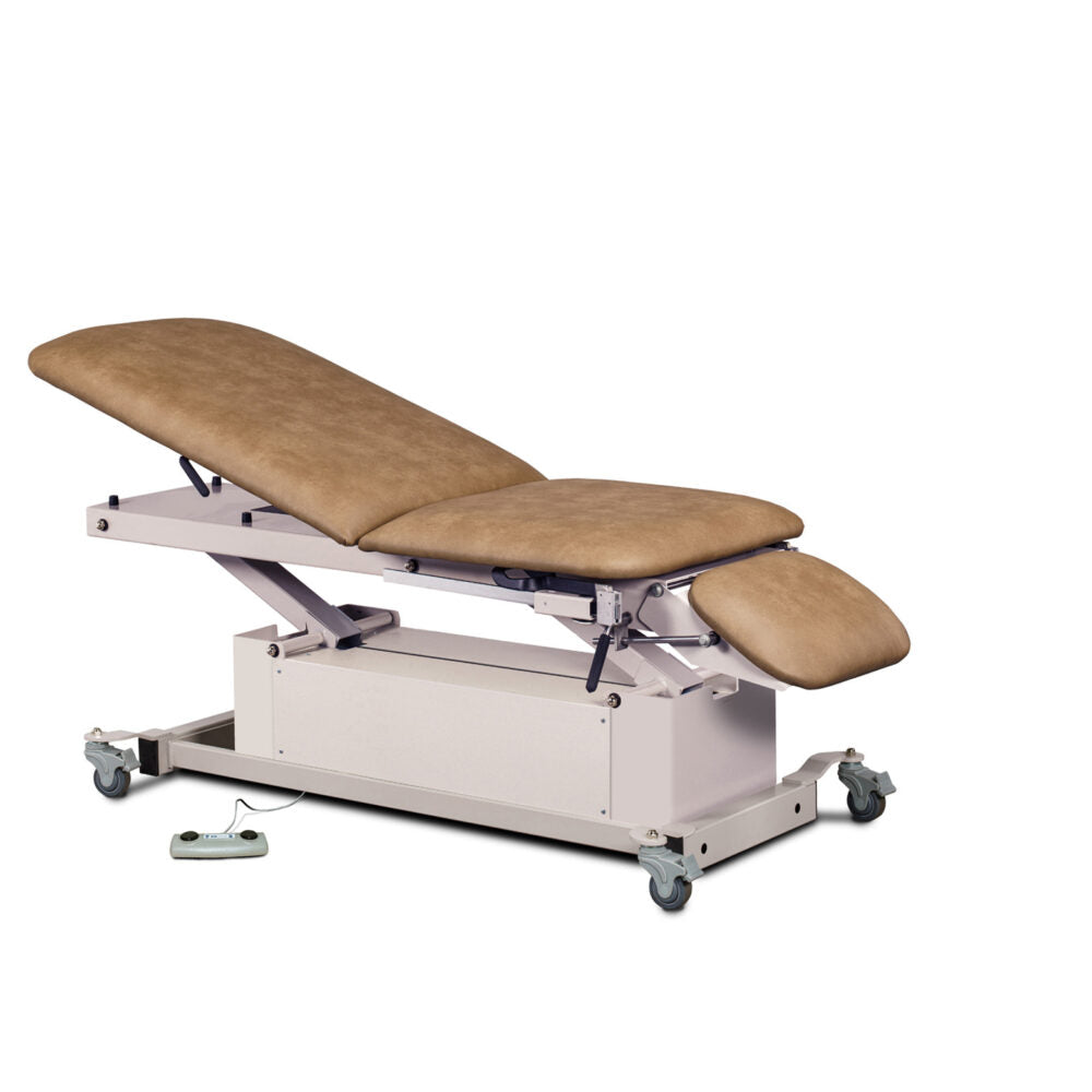 Clinton 87360 Power-Glide, Hi-Lo, Treatment Table with Adjustable Backrest, Footrest & Stirrups