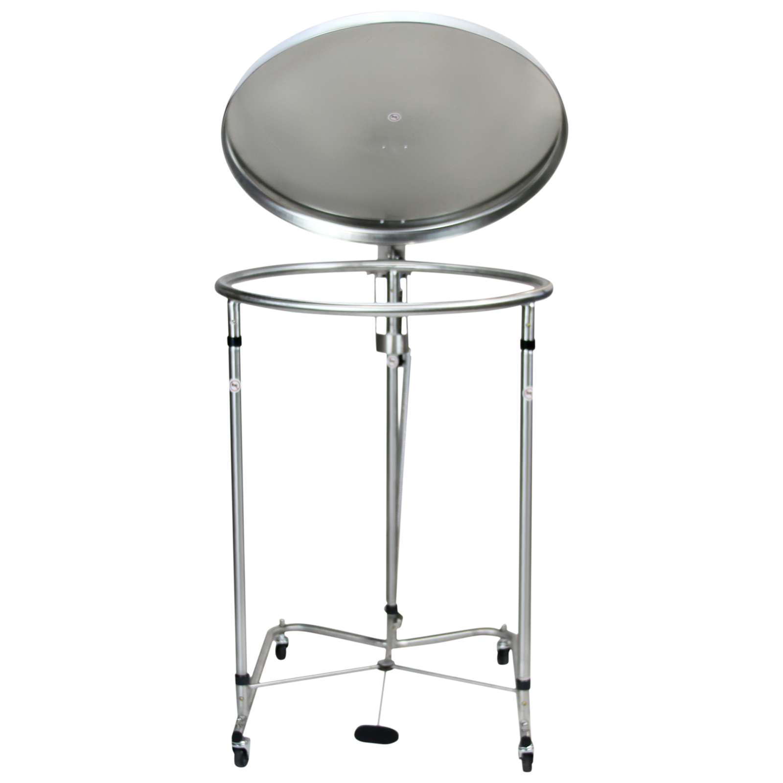 Blickman 8773SS-LF Stainless Steel Round Linen Hamper with Foot-Pedal Lid, 25" Diameter | QuinceMedical.com