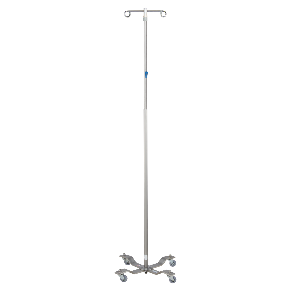 Blickman 8889SS Heavyweight 4-Leg Stainless Steel IV Stand, Thumb Control, 2 Hooks | QuinceMedical.com