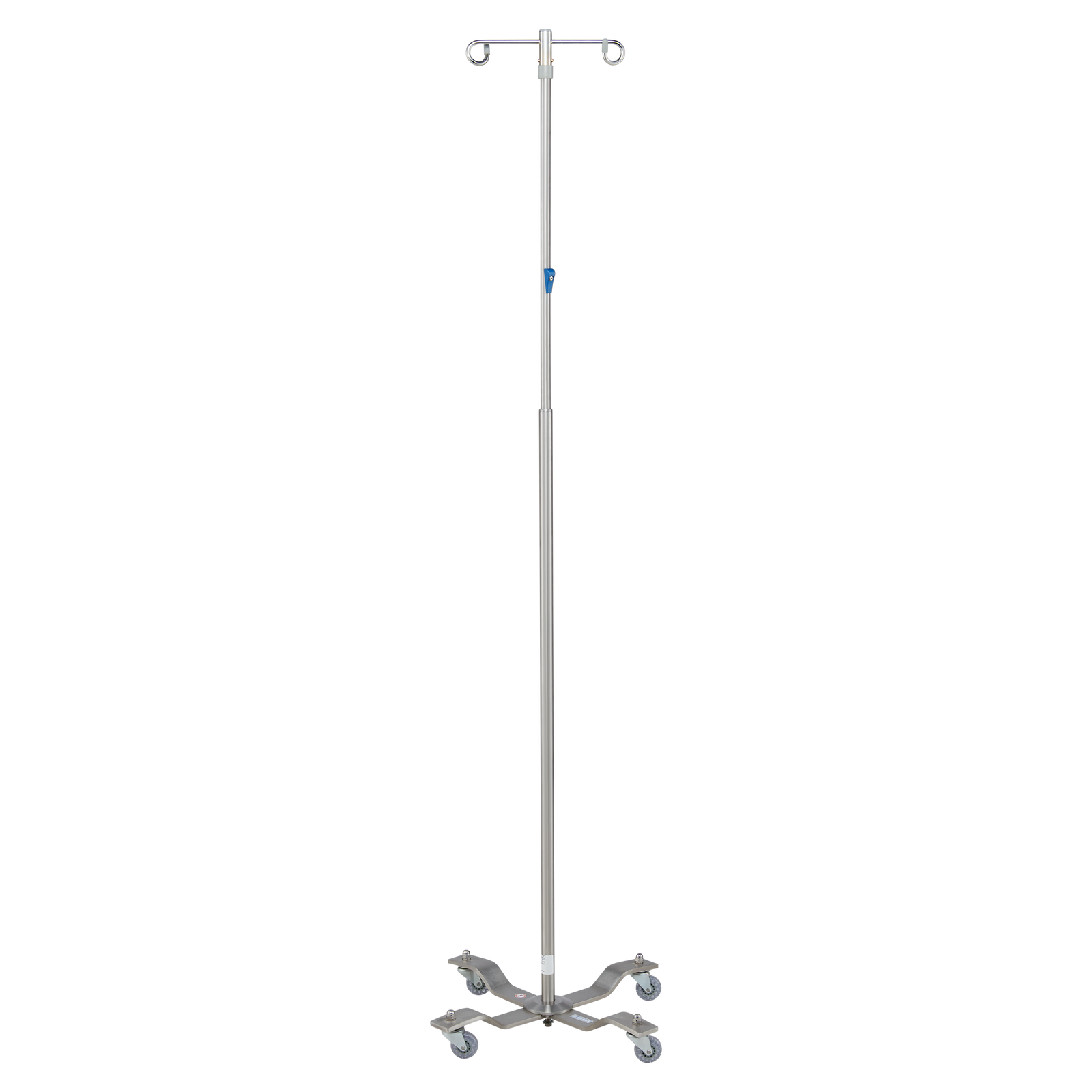 Blickman 8889SS Heavyweight 4-Leg Stainless Steel IV Stand, Thumb Control, 2 Hooks | QuinceMedical.com