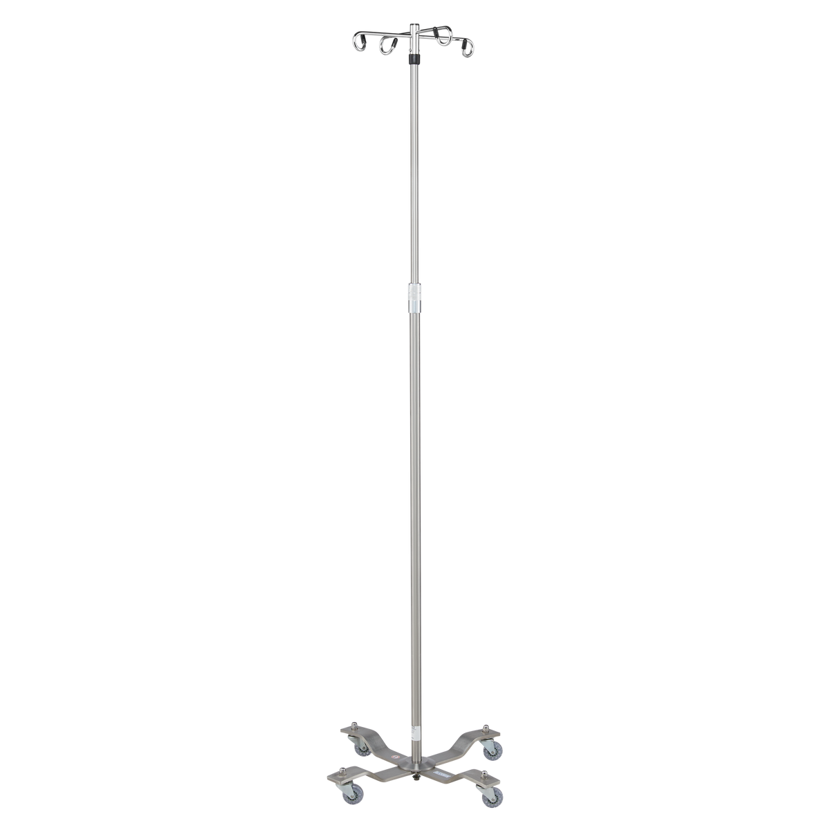 Blickman 8890SS-4 Heavyweight 4-Leg Stainless Steel IV Stand, Twist Lock, 4 Hooks | QuinceMedical.com