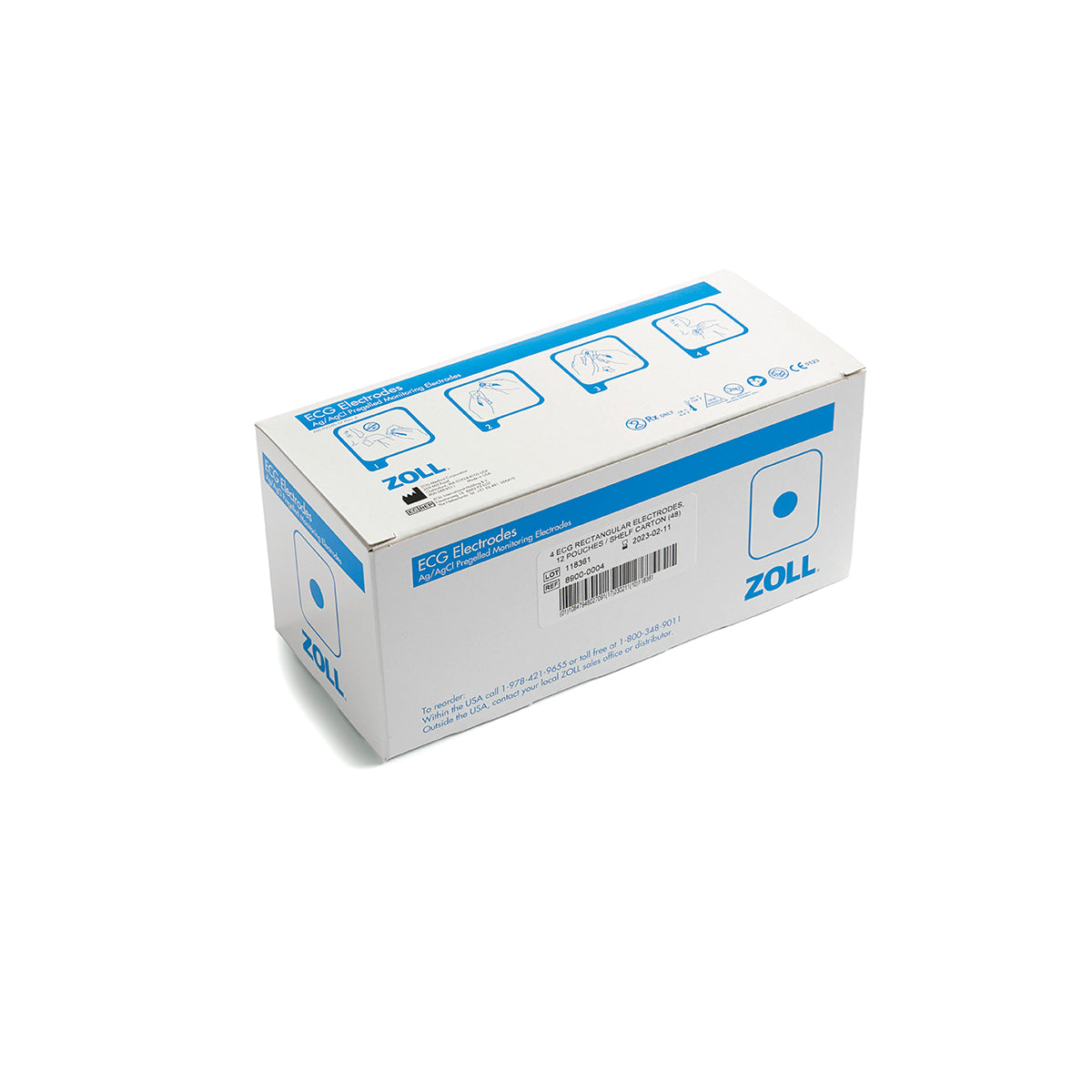 4 ECG RECTANGULAR ELECTRODES, 10 SHELF CARTONS / CASE (480)