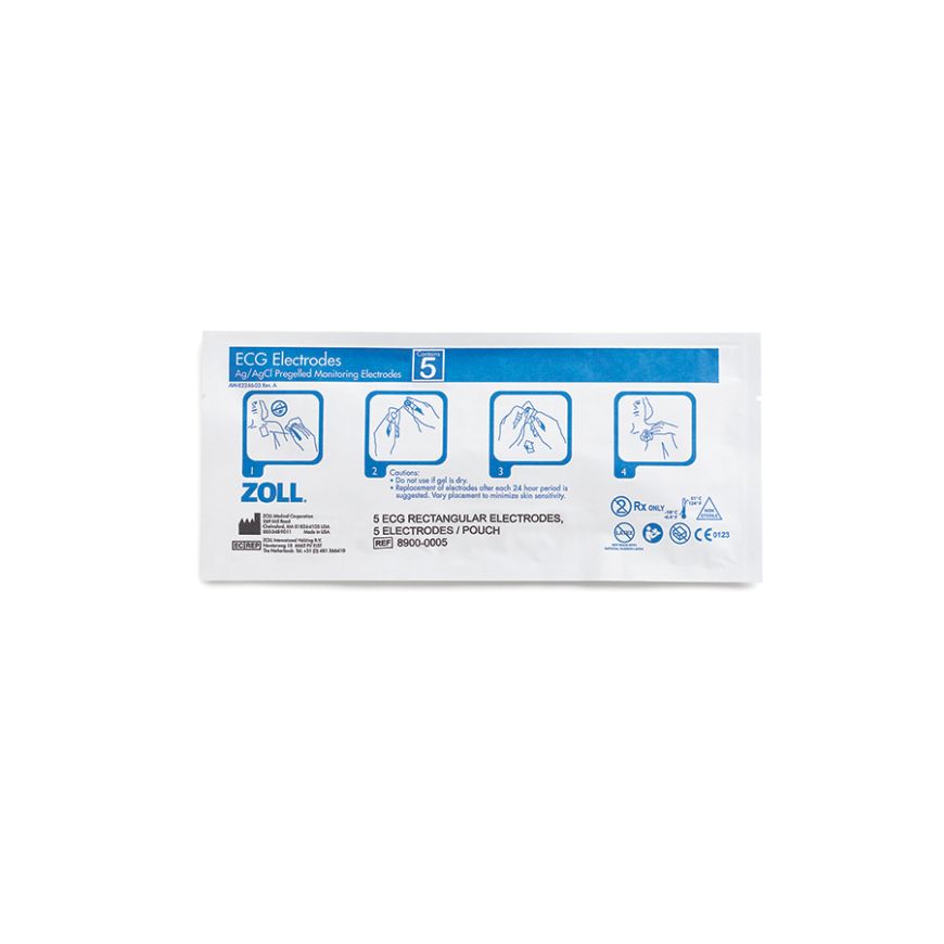 5 ECG RECTANGULAR ELECTRODES, 10 SHELF CARTONS / CASE (500)
