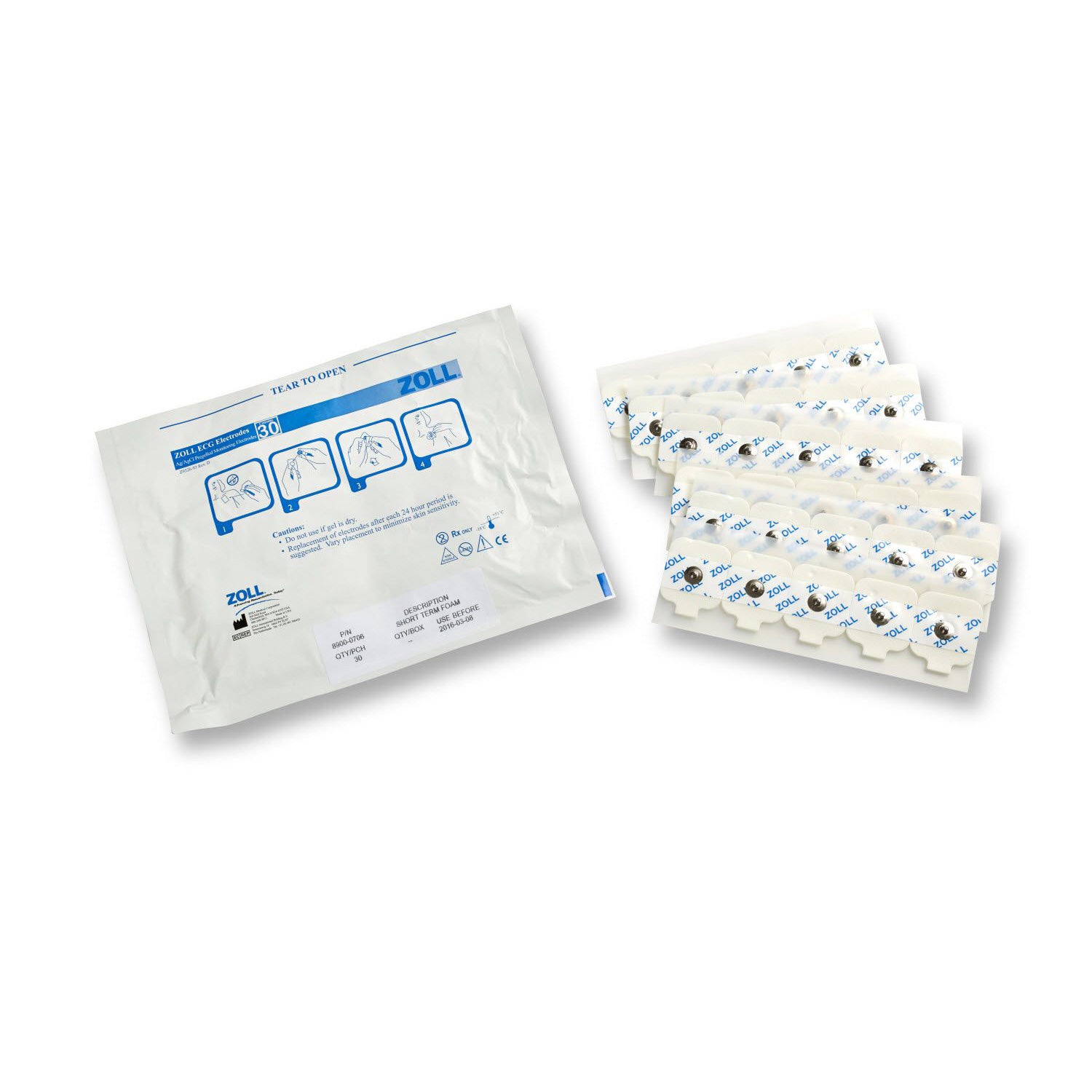 30 ECG SQUARE ELECTRODES, 20 POUCHES / CASE (600)