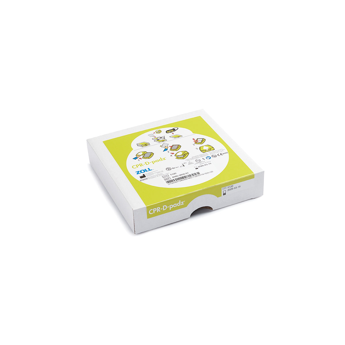 CPR-D·padz® one piece electrode pad with Real CPR Help®. Supplied with rescue accessory kit. Five (5) year shelf-life.