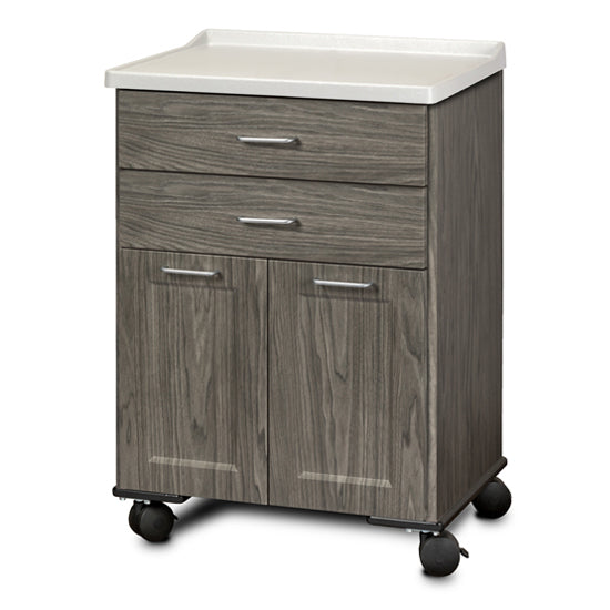 Clinton 8922-AF Fashion Finish, Molded Top, Mobile Treatment Cabinet with 2 Doors and 2 Drawers | QuinceMedical.com