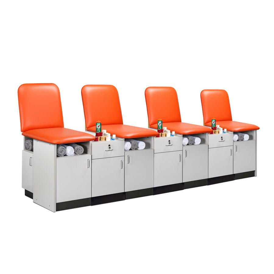 Clinton 9499-42 42" Cabinet-style, 4-Seat, Taping Station with Backrests