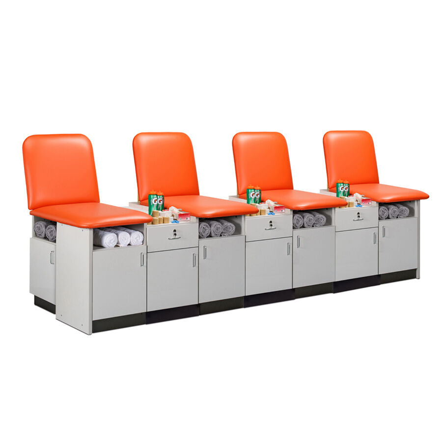 Clinton 9499-48 48" Cabinet-style, 4-Seat, Taping Station with Backrests