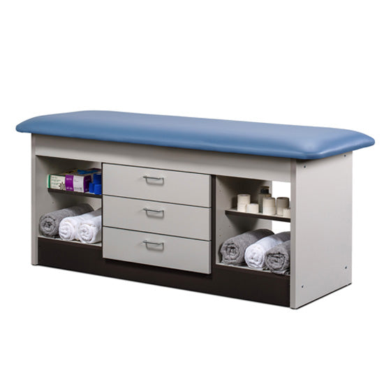 Clinton 98013 Cabinet Table with Center Drawers & Open Storage