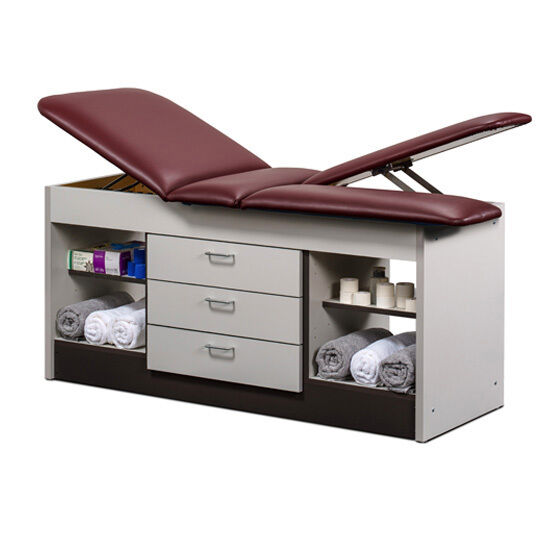Clinton 98013-38DL Sports Training Table with Adjustable Backrest, Center Drawers, Open Storage & Double Leg Lift