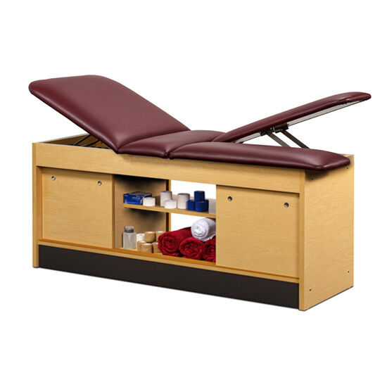 Clinton 98044-38DL Sports Training Table with Adjustable Backrest, 4 Sliding Doors, Open Storage & Double Leg Lift