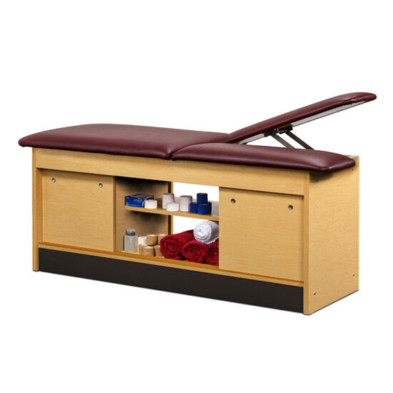 Clinton 98044-58DL Sports Training Table with Flat Top, 4 Sliding Doors, Open Storage & Double Leg Lift