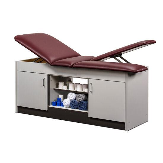 Clinton 98074-38DL Sports Training Table with Adjustable Backrest, Center Open Shelf, Closed Door Storage & Double Leg Lift