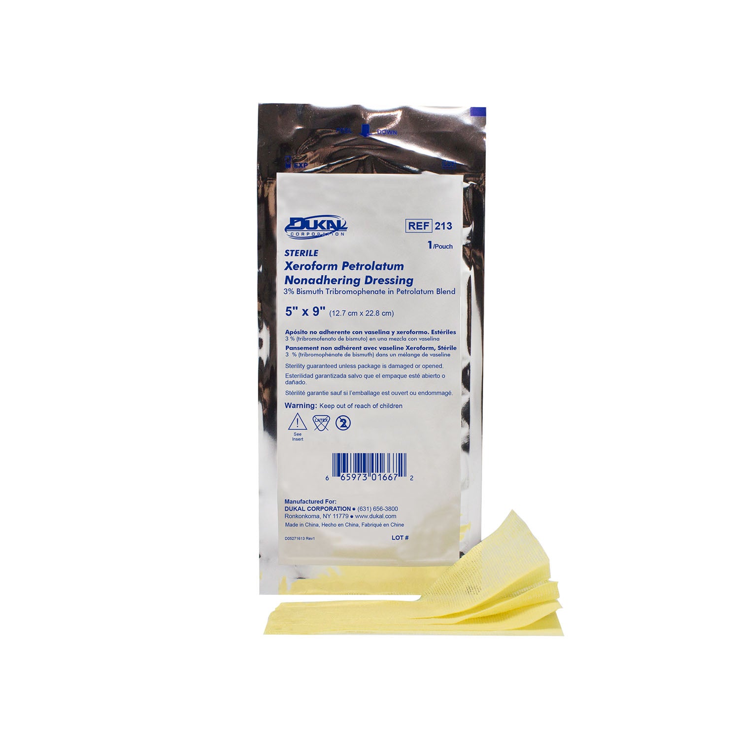 Dukal Xeroform Gauze Dressing, 5 x 9", Sterile, 1/pk, 50 pk/bx