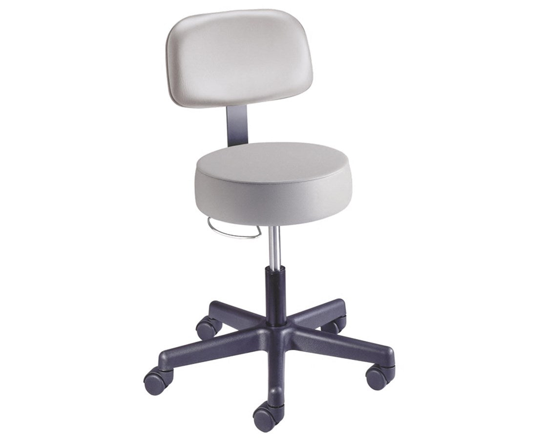 Brewer Pneumatic Aluminum Exam Stool with Brushed Aluminum Base