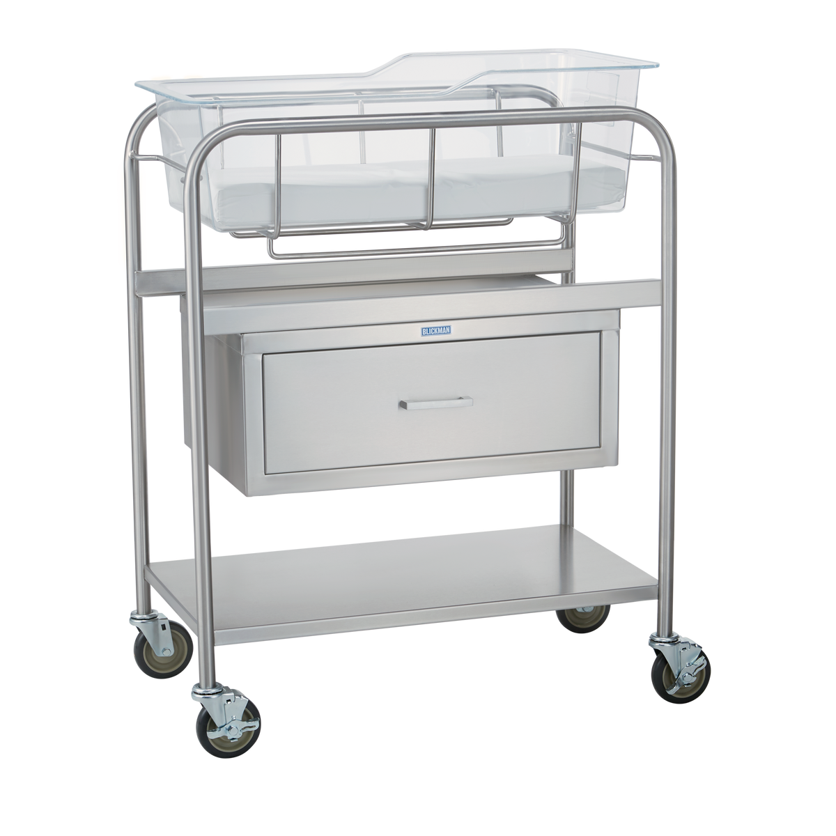 Blickman 8047SS-KIT Coleman Stainless Steel Bassinet Kit with Drawer, Basket & Mattress Pad | QuinceMedical.com