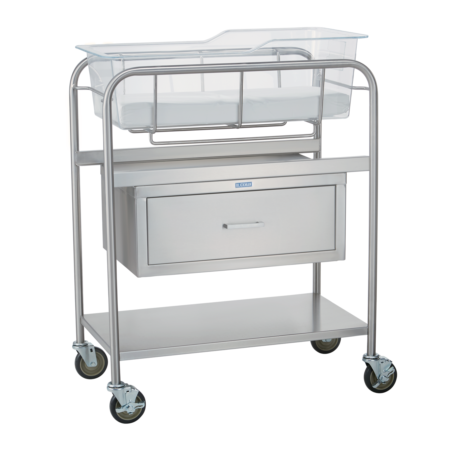 Blickman 8047SS-KIT Coleman Stainless Steel Bassinet Kit with Drawer, Basket & Mattress Pad | QuinceMedical.com