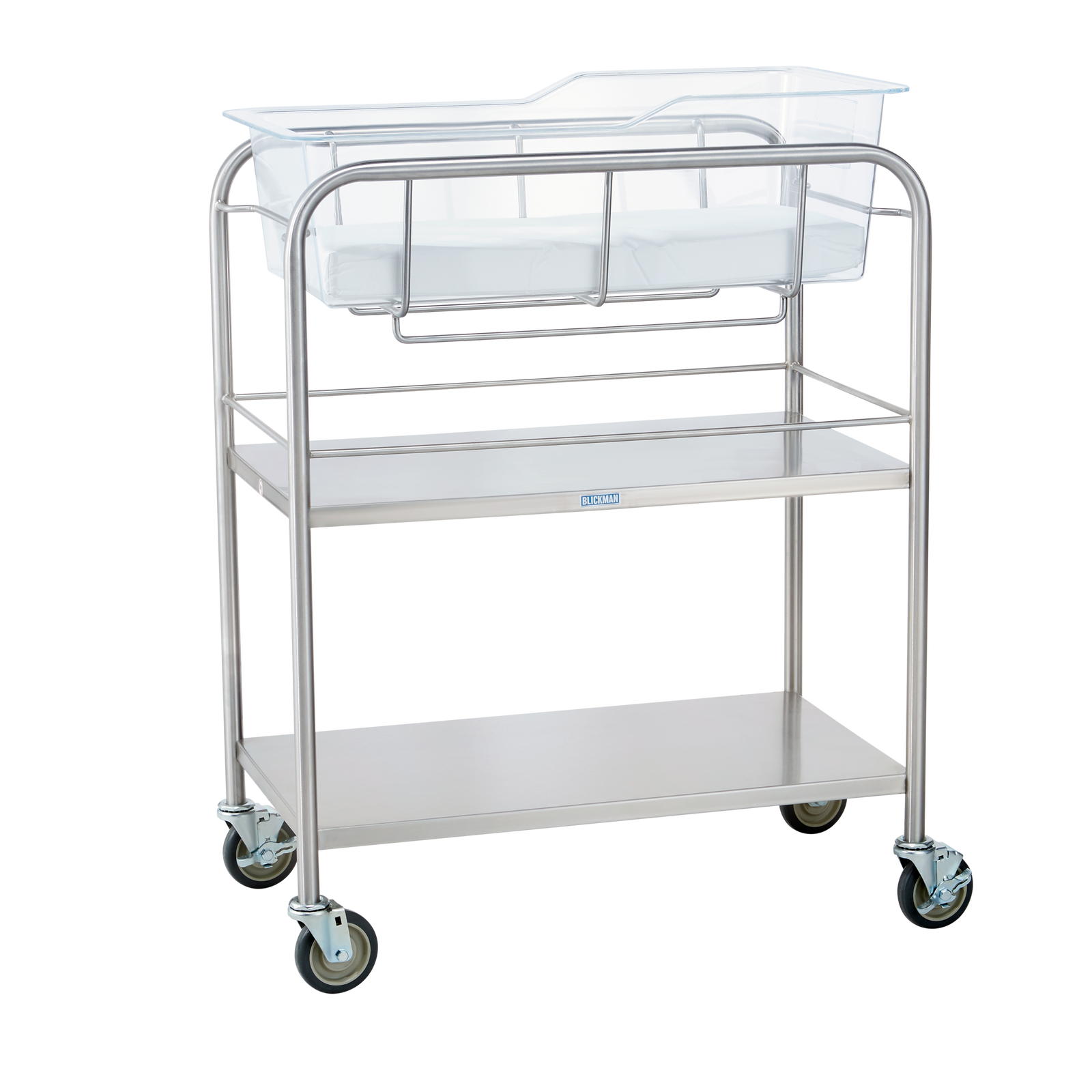 Blickman 8044SS-KIT Coleman Stainless Steel Bassinet Kit with 2 Open Shelves, Basket & Mattress Pad | QuinceMedical.com