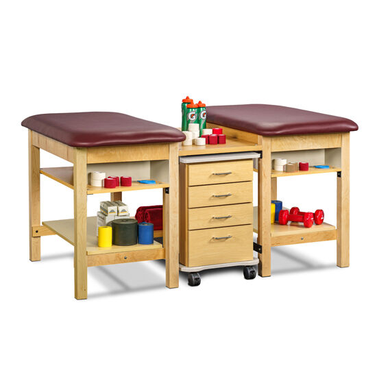 Clinton 1782-2 2-Station, Classic, Cart-Mate Taping Table with Upper Shelf with Front E-Z Access Compartment and Full Lower Shelf