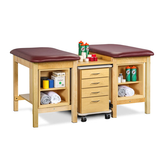 Clinton 1783-2 2-Station, Classic, Cart-Mate Taping Table with Open Shelf Storage Modules