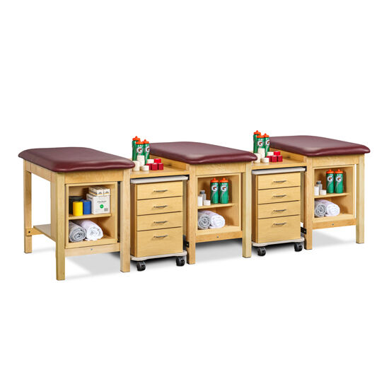 Clinton 1783-3, 1783-4 & 1783-5 Multi-Station, Classic, Cart-Mate Taping Table with Open Shelf Storage Modules