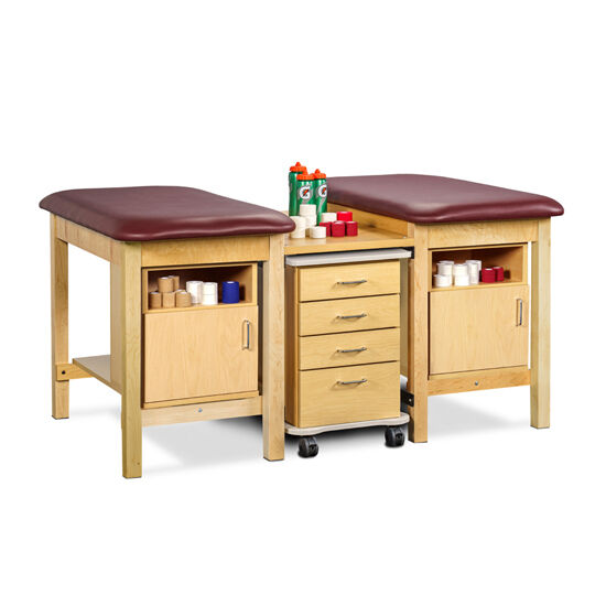 Clinton 1786-2 2-Station, Classic, Cart-Mate Taping Table with Open Shelf and Door Storage Modules