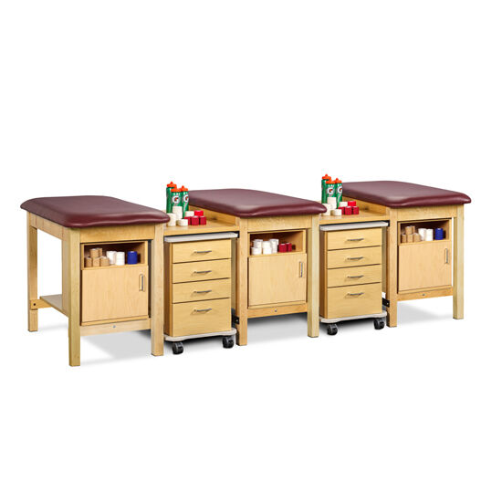 Clinton 1786-3, 1786-4 & 1786-5 Multi-Station, Classic, Cart-Mate Taping Table with Open Shelf and Door Storage Modules