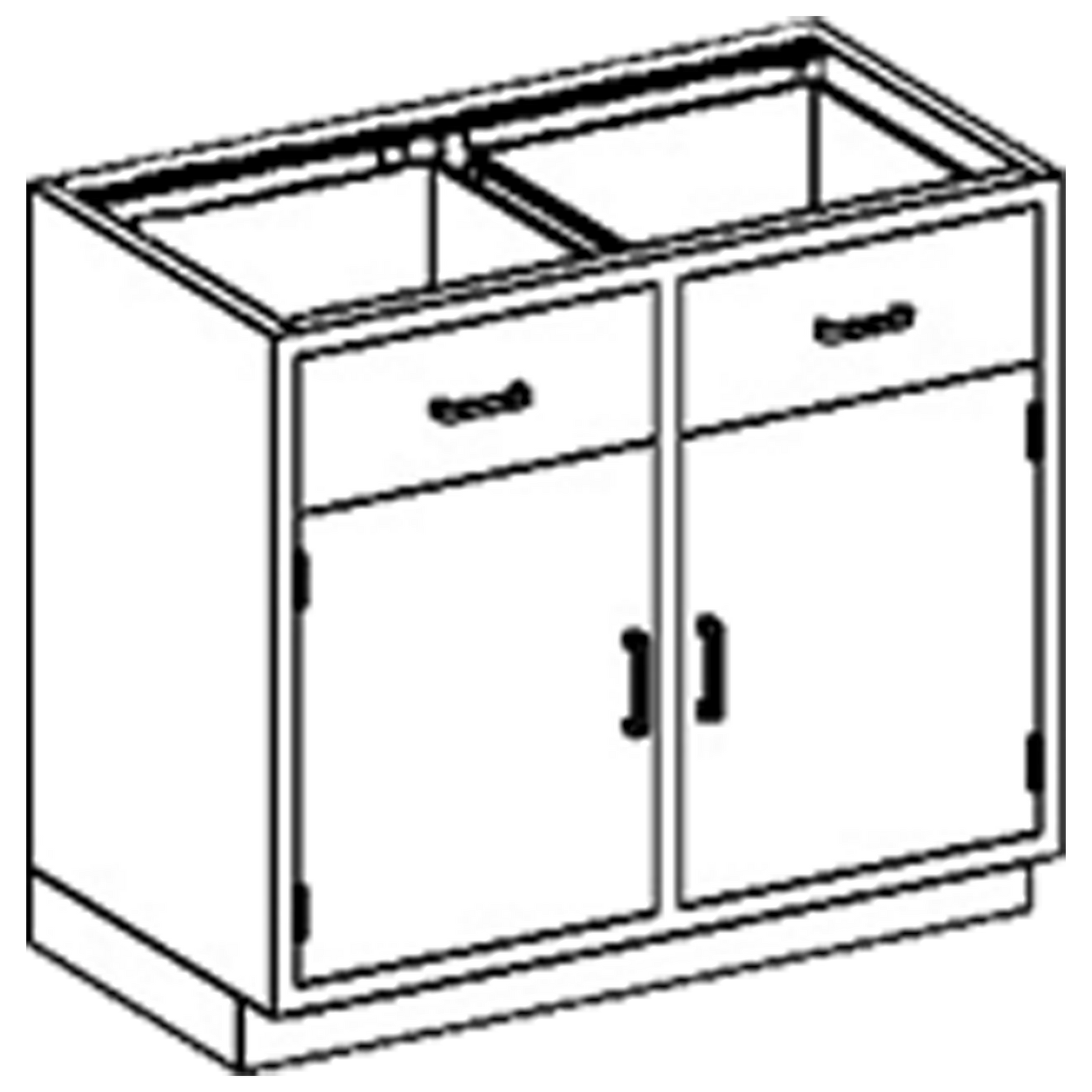 Blickman DD35HS Stainless Steel Base Cabinet with 2 Doors & 2 Drawers, 35"W | QuinceMedical.com