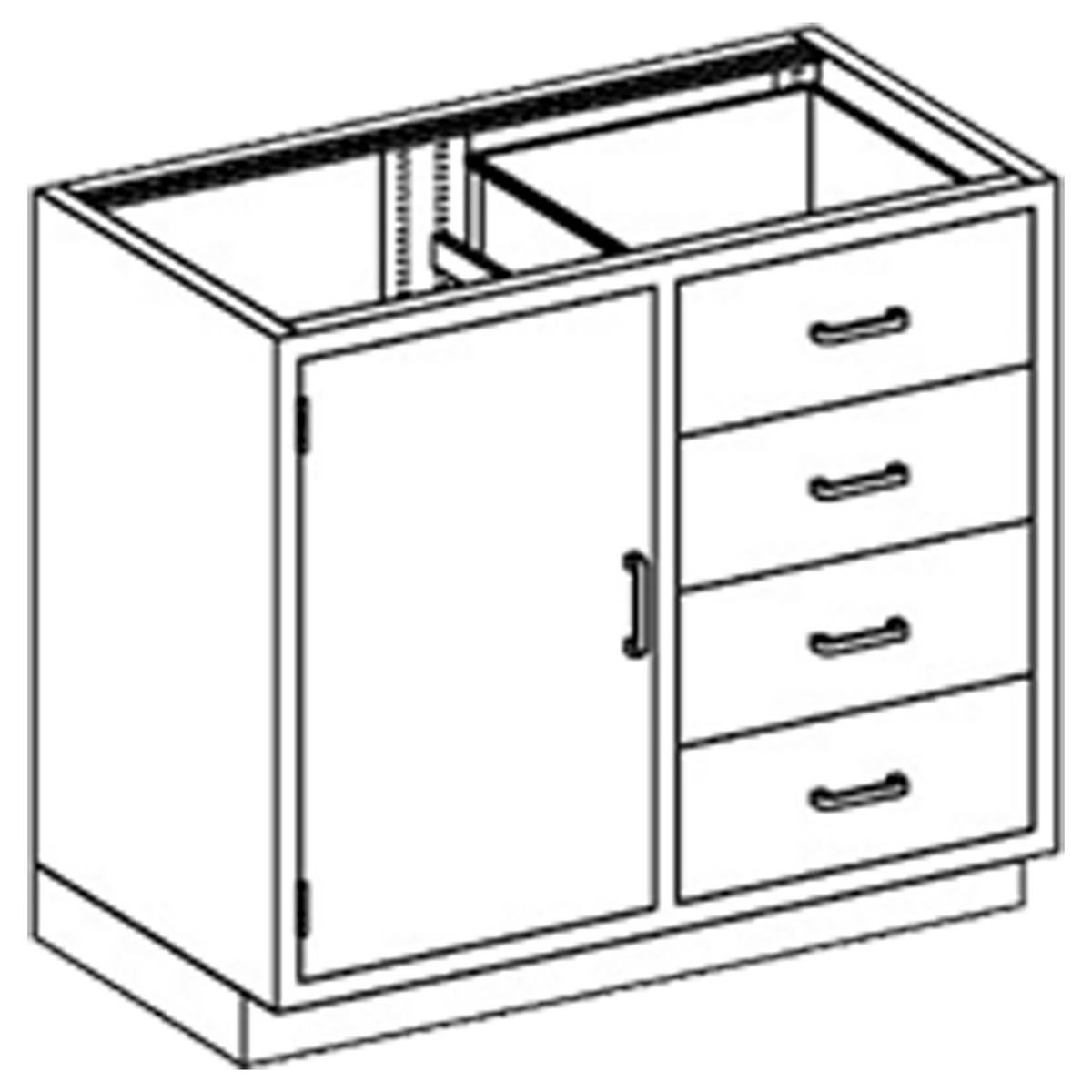 Blickman DG35HS Stainless Steel Base Cabinet with 1 Door & 4 Drawers, 35"W | QuinceMedical.com
