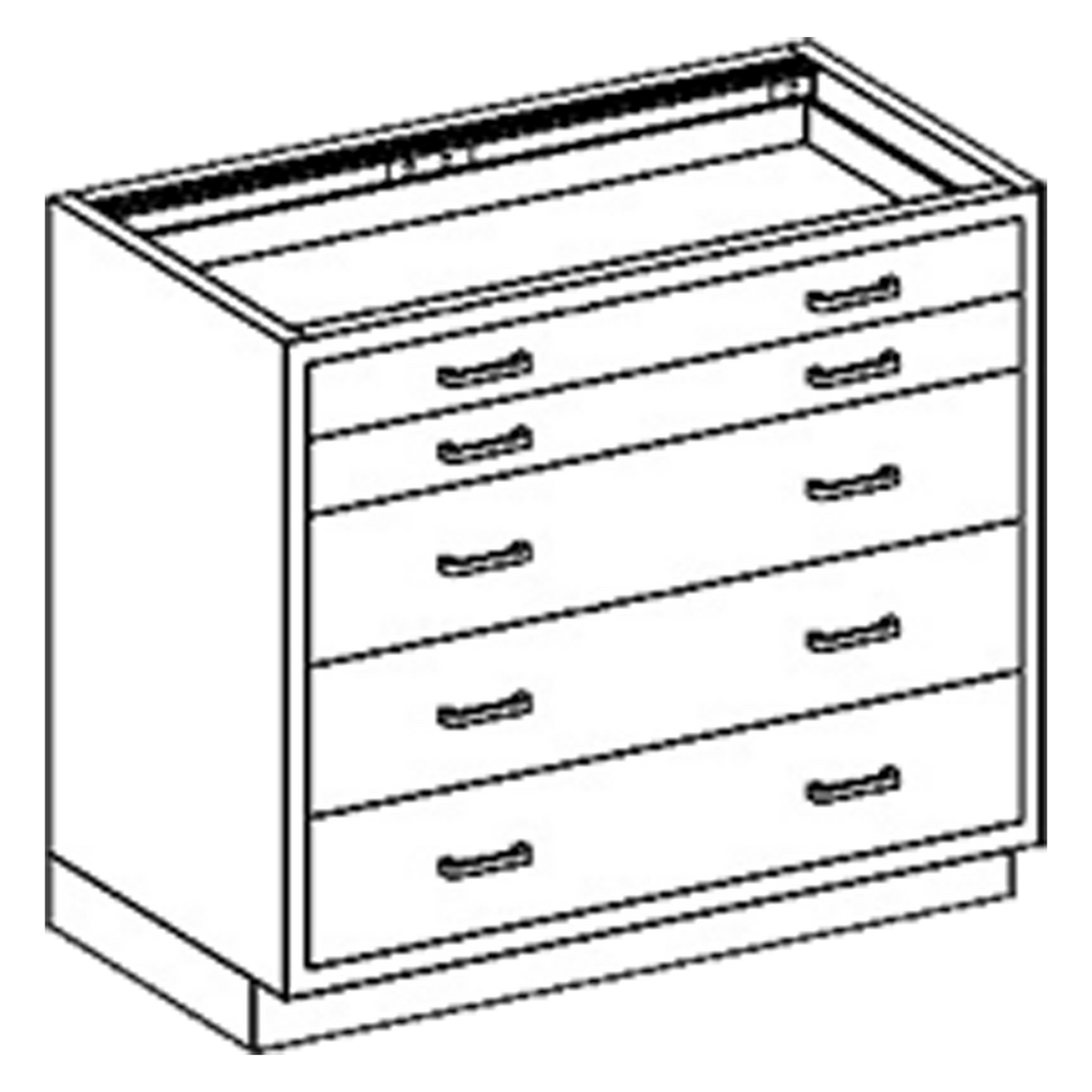 Blickman DS35HS Stainless Steel Drawer Base Cabinet with 2 Small & 3 Large Drawers, 35"W | QuinceMedical.com